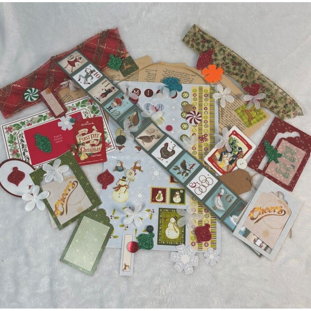 Ephemera Lot Junk Journal Scrapbook ChristmasTheme Mixed Media Art Supplies 60+